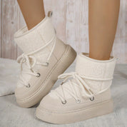 Eleanor Thompson | Sherpa Lace-Up Platform Ankle Boots