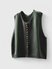 Mabel Atherton | Gilet en maille sans manches avec boutons contrastants