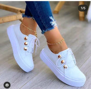 Nancy Redwood | Studded Round Toe Platform Trainers