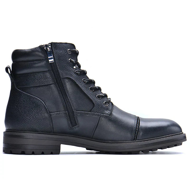 Cristiano Valverde | Brown Leather Lace-Up Combat Boots for Men