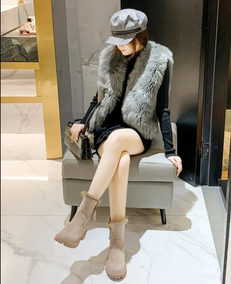 Arabella Hughes | Fur Trim Suede Ankle Boots
