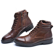 Cristiano Valverde | Brown Leather Lace-Up Combat Boots for Men