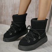 Eleanor Thompson | Sherpa Lace-Up Platform Ankle Boots