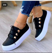 Nancy Redwood | Studded Round Toe Platform Trainers