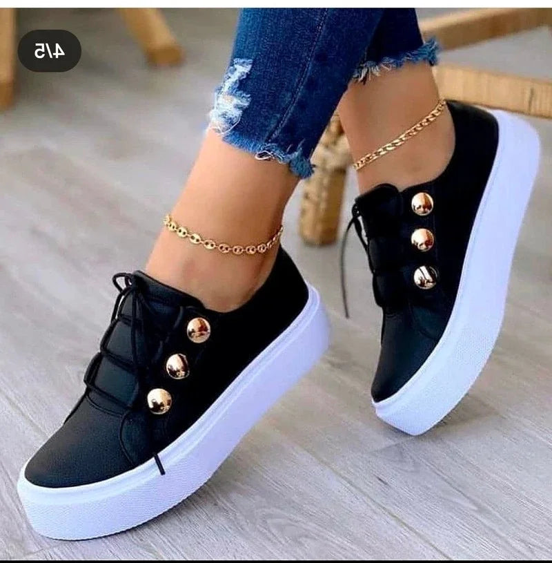 Nancy Redwood | Studded Round Toe Platform Trainers