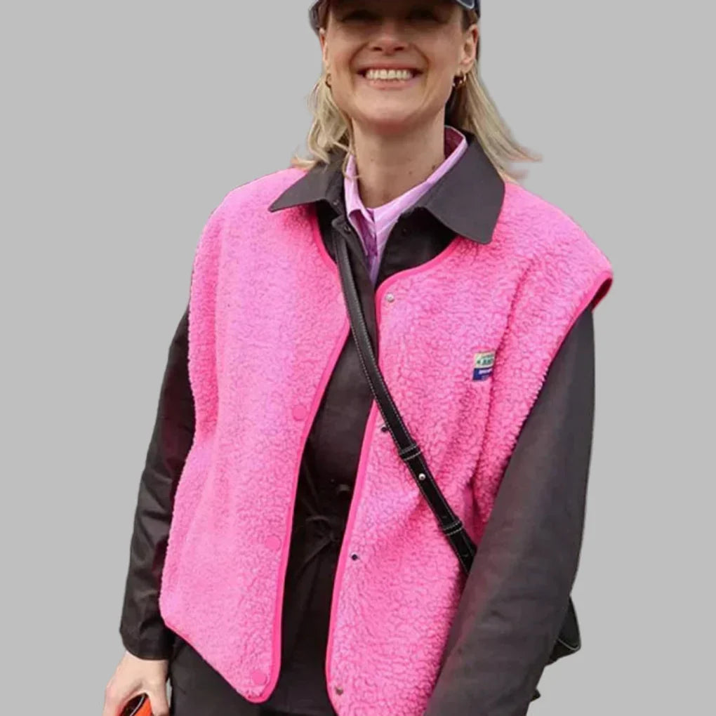 Olivia Green | Hot Pink Sherpa Fleece Gilet