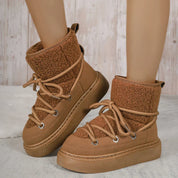 Eleanor Thompson | Sherpa Lace-Up Platform Ankle Boots