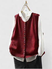 Mabel Atherton | Gilet en maille sans manches avec boutons contrastants