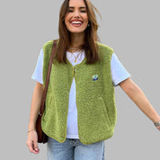 Olivia Green | Hot Pink Sherpa Fleece Gilet