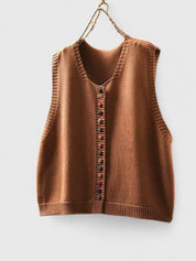 Mabel Atherton | Gilet en maille sans manches avec boutons contrastants