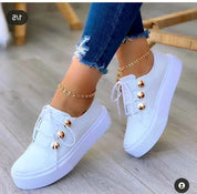 Nancy Redwood | Studded Round Toe Platform Trainers