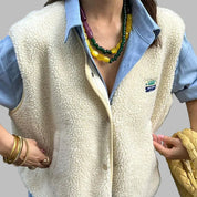 Olivia Green | Hot Pink Sherpa Fleece Gilet