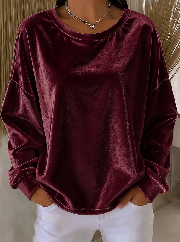 Eloise Bell | Relaxed Velvet Long Sleeve Blouse