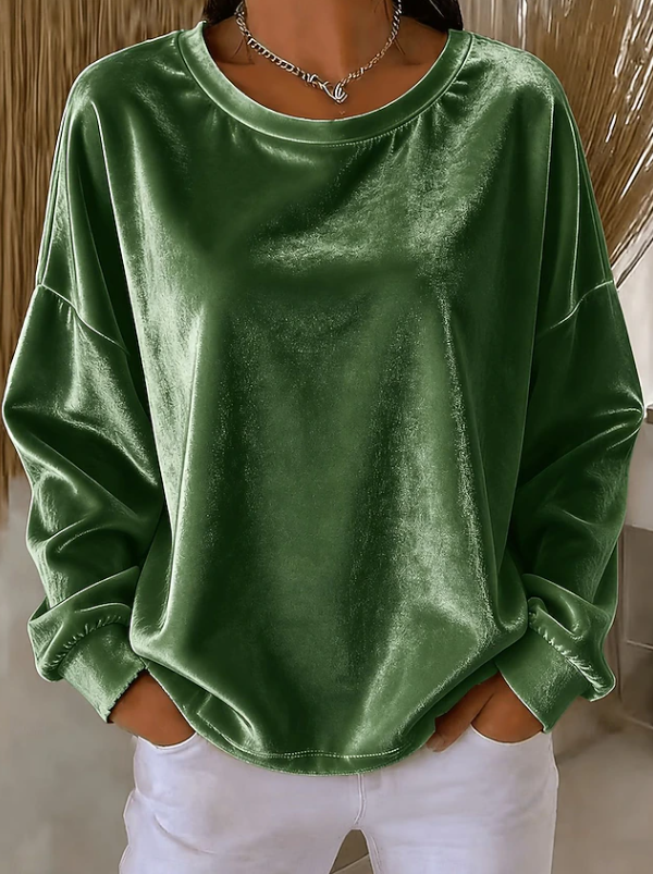 Eloise Bell | Relaxed Velvet Long Sleeve Blouse