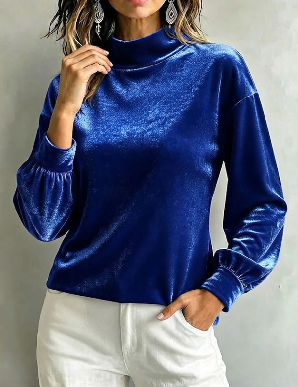 Orla Fitzgerald | Blouse en velours à col montant