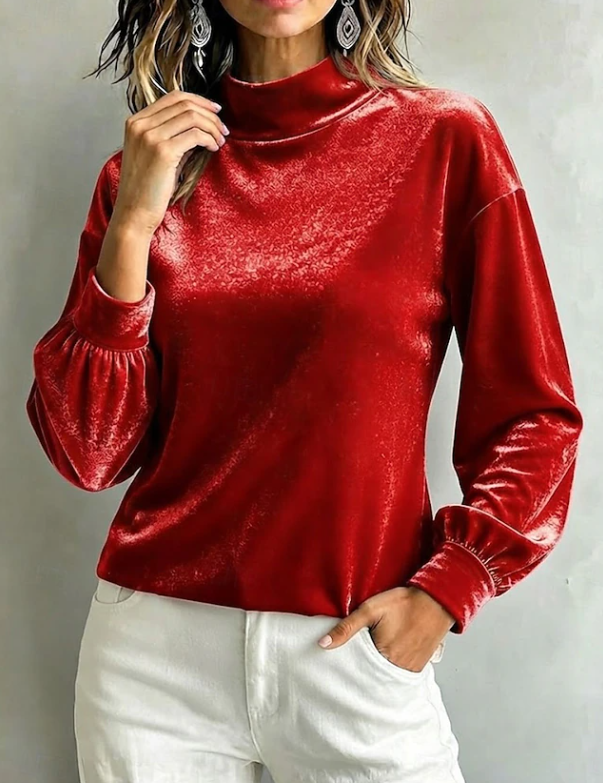 Orla Fitzgerald | Blouse en velours à col montant