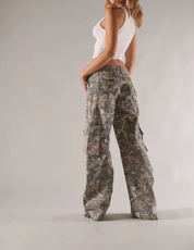 Camille Devereux | Low Rise Camo Cargo Pants in Brown