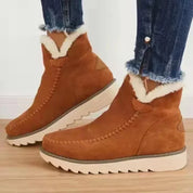 Amelia Pennington | Suede Ankle Boots With Faux Fur Trim