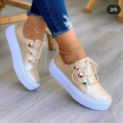 Nancy Redwood | Studded Round Toe Platform Trainers