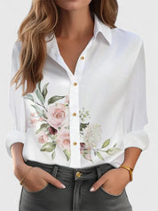 Beatrice Stanmore | Printed Collared Blouse With Long Sleeves