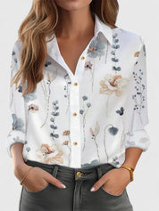 Beatrice Stanmore | Printed Collared Blouse With Long Sleeves