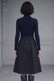 Florence Turner | Black Jacquard Midi Skirt & Turtleneck Knit Set