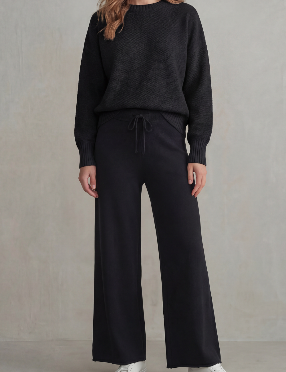 Poppy Lewis | Pink Textured Knit Wide-Leg Lounge Set