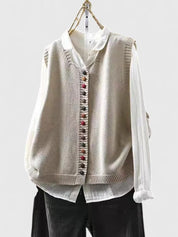 Mabel Atherton | Gilet en maille sans manches avec boutons contrastants