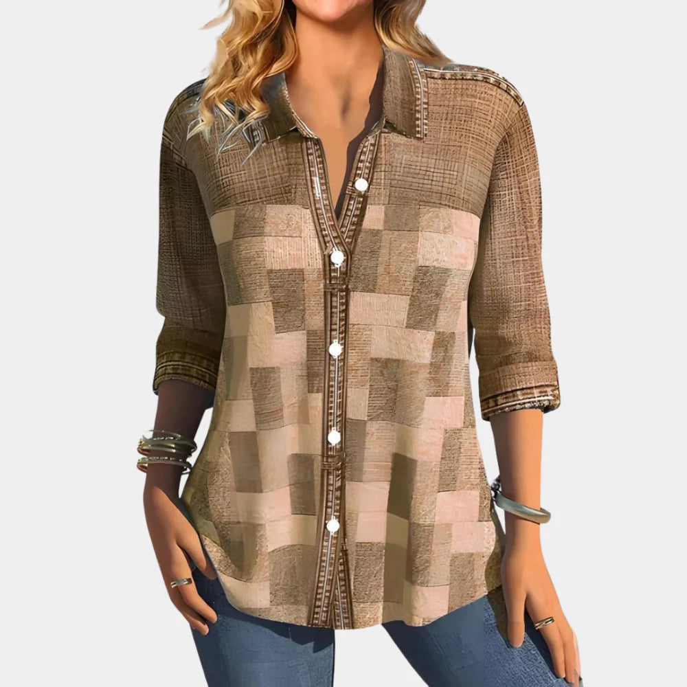 Briony Marlow | Geometric Print Button-Front Blouse