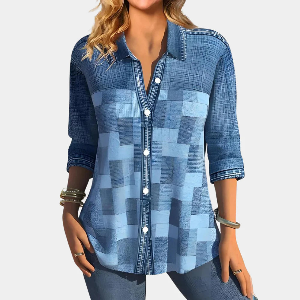 Briony Marlow | Geometric Print Button-Front Blouse