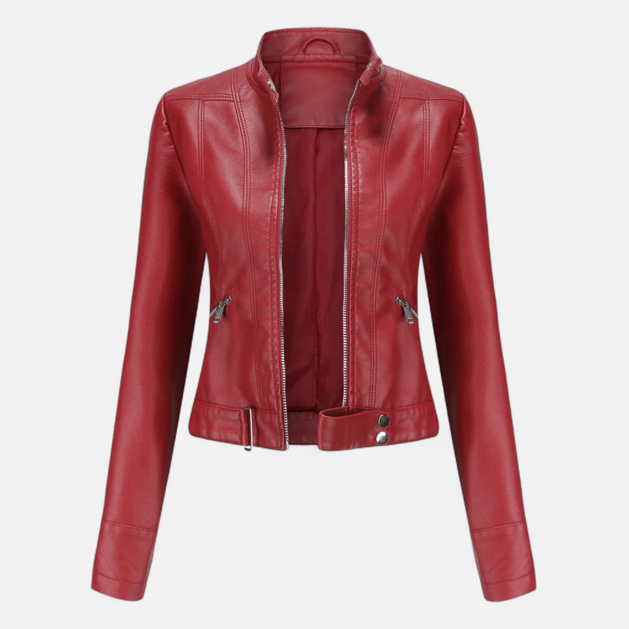 Valentina Greco | Brown Faux Leather Biker Jacket for Women