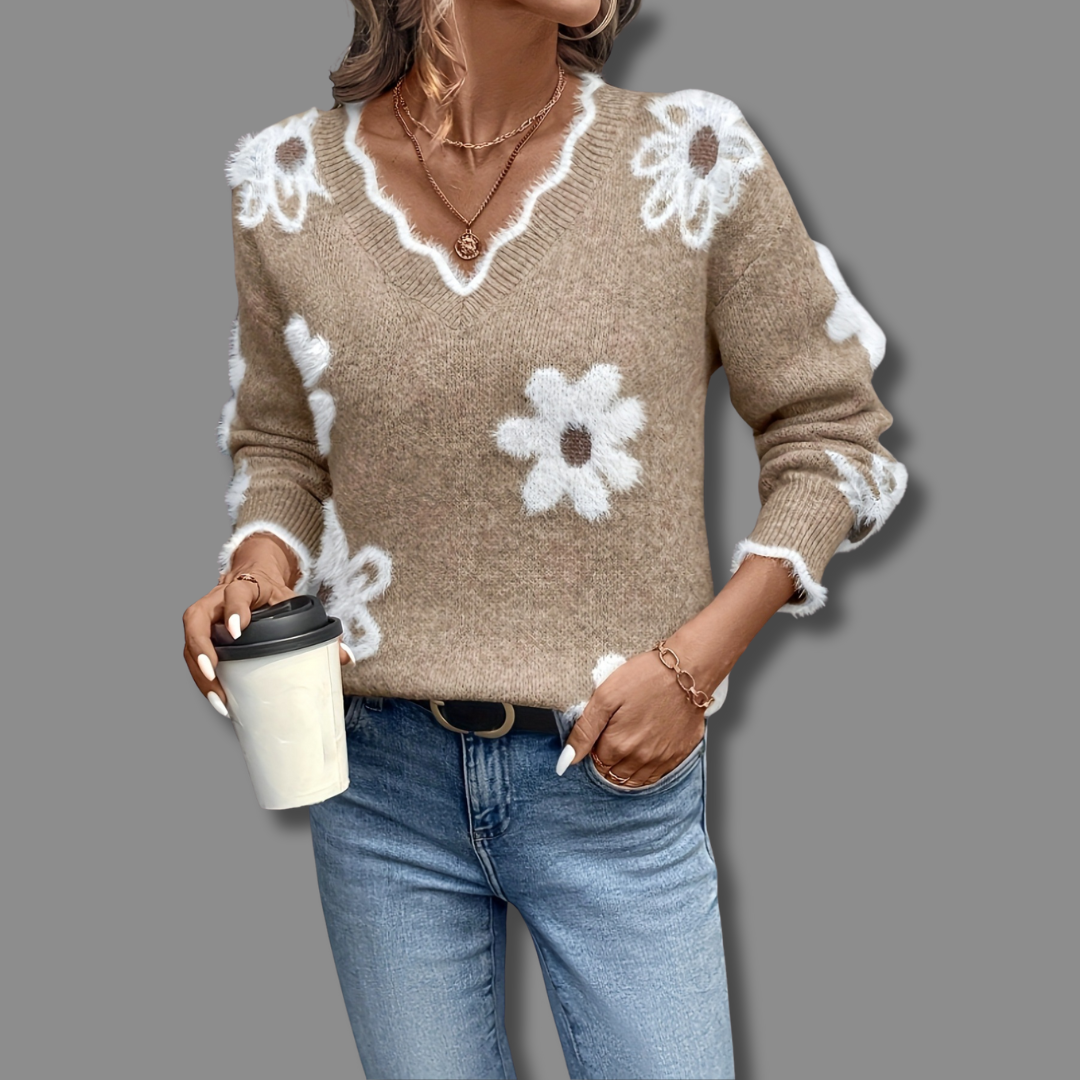 Margot Fenwick | Floral Print Sweater With Side Slits