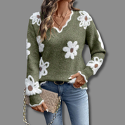 Margot Fenwick | Floral Print Sweater With Side Slits