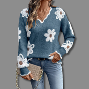 Margot Fenwick | Floral Print Sweater With Side Slits
