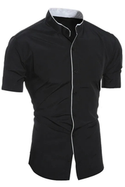 Raffaele Dunstable | Slim Fit Stand Collar Shirt in Black