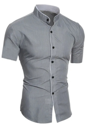 Raffaele Dunstable | Slim Fit Stand Collar Shirt in Black