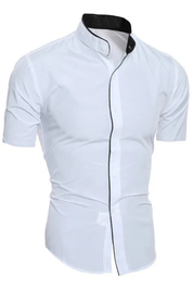 Raffaele Dunstable | Slim Fit Stand Collar Shirt in Black