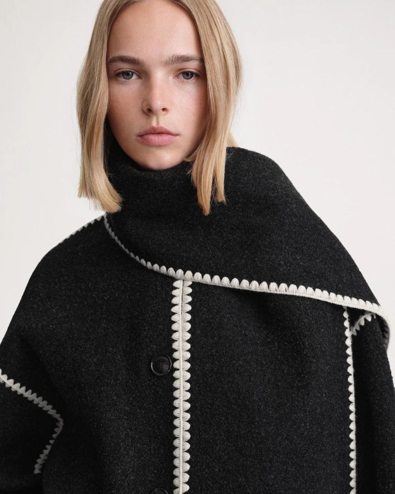 Bethan Marlowe | Veste oversize en mélange de laine avec bordure à franges
