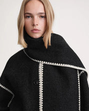 Bethan Marlowe | Veste oversize en mélange de laine avec bordure à franges