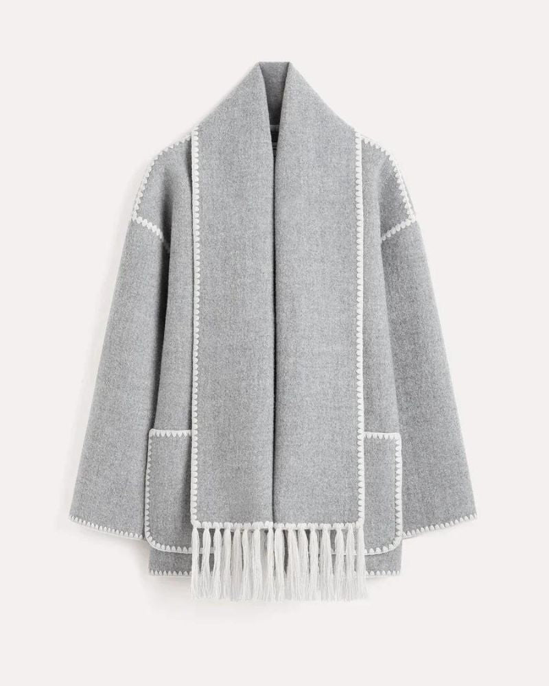 Bethan Marlowe | Veste oversize en mélange de laine avec bordure à franges