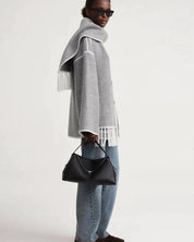 Bethan Marlowe | Veste oversize en mélange de laine avec bordure à franges