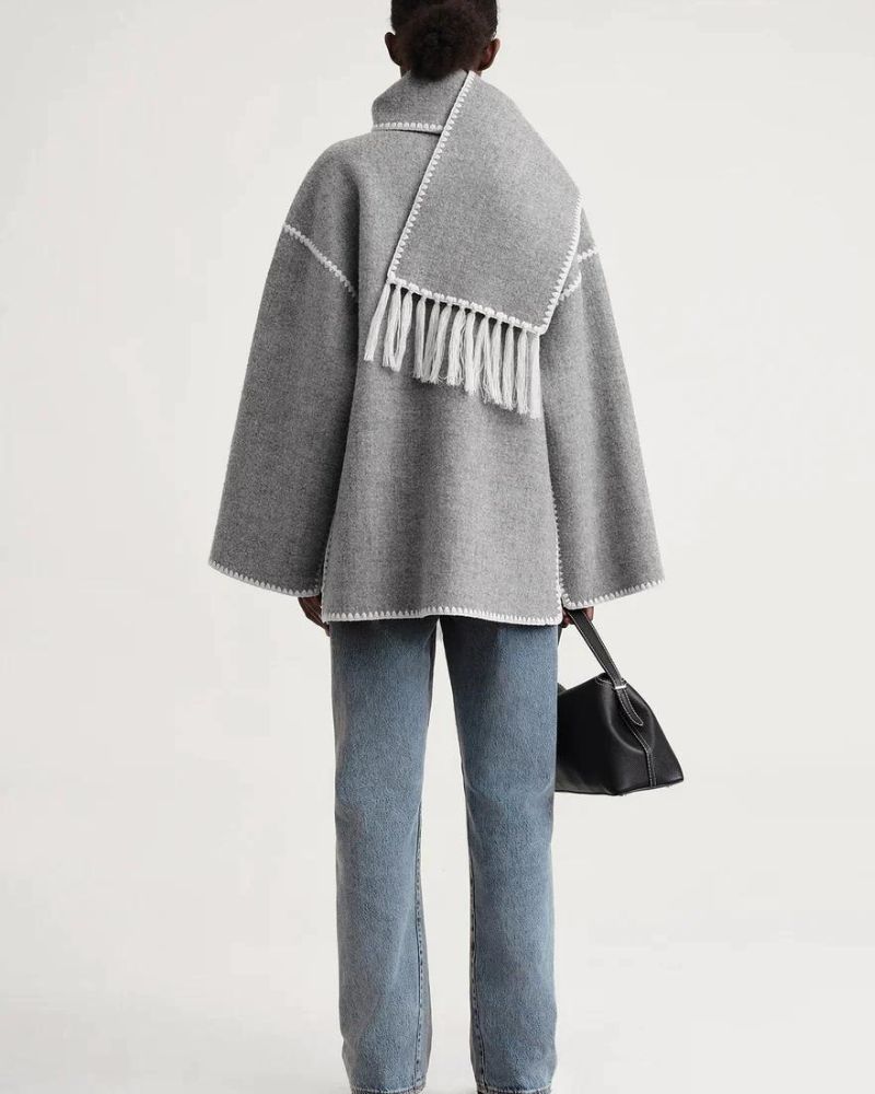 Bethan Marlowe | Veste oversize en mélange de laine avec bordure à franges