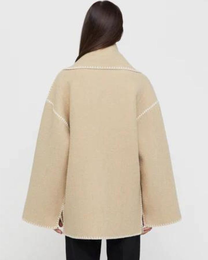 Bethan Marlowe | Veste oversize en mélange de laine avec bordure à franges