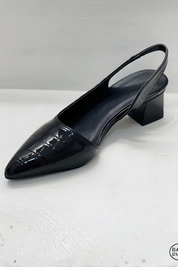 Rosalinde Fairmont | Tan Croc-Effect Slingback Block Heels