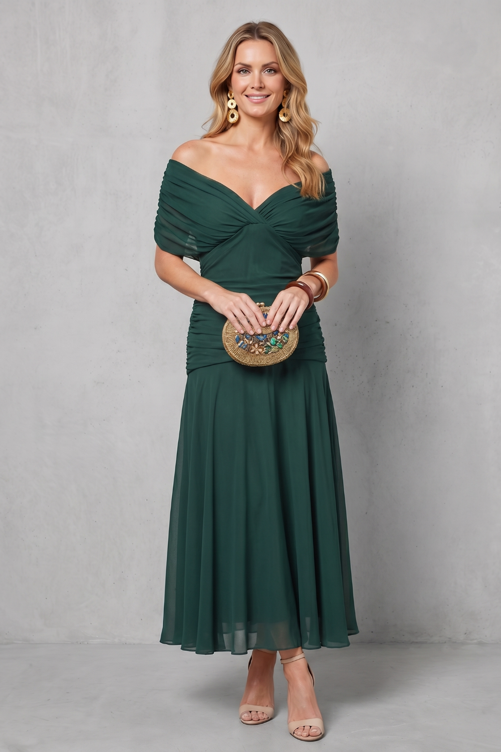 Felicity Hawkins | Robe midi fleurie aquarelle à épaules dénudées