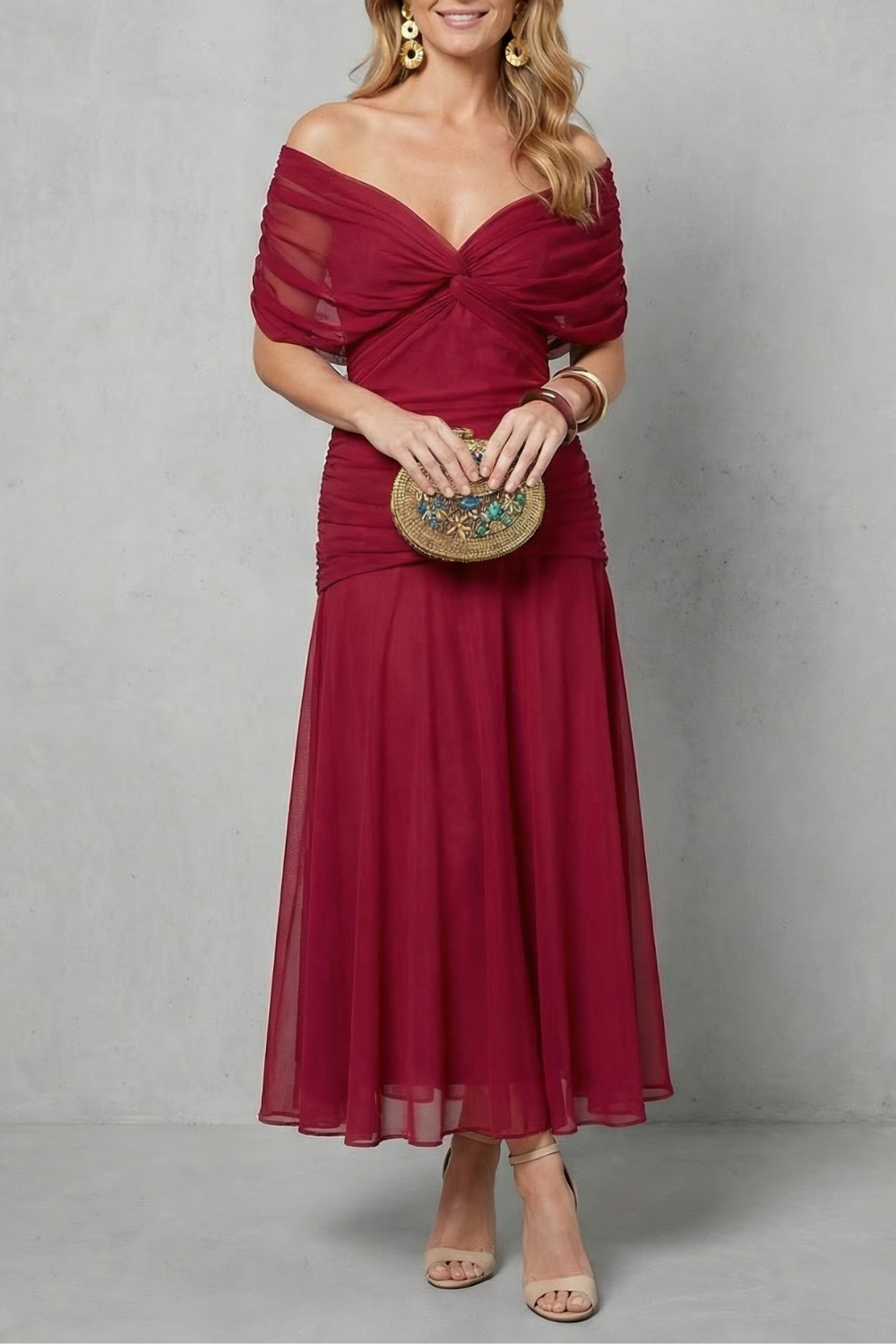 Felicity Hawkins | Robe midi fleurie aquarelle à épaules dénudées
