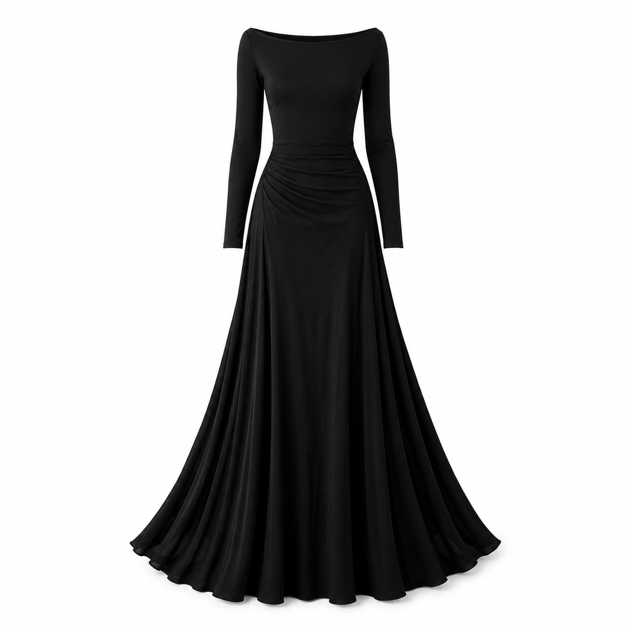 Verity Campbell | Long Sleeve Boat Neck Maxi Dress in Black