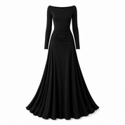 Verity Campbell | Long Sleeve Boat Neck Maxi Dress in Black