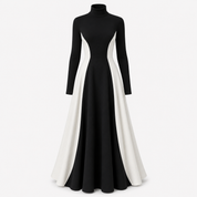 Verity Hammond | Black & Cream Colour Block Turtleneck Maxi Dress