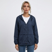 Verity Nelson | Lightweight Hooded Rain Jacket in Navy Blue